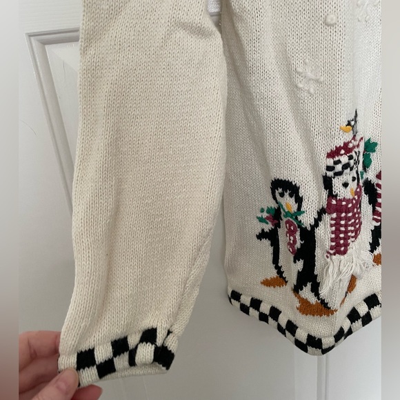 High Sierra long sleeve zipper front Christmas Holiday sweater size Large- cream - Picture 5 of 9